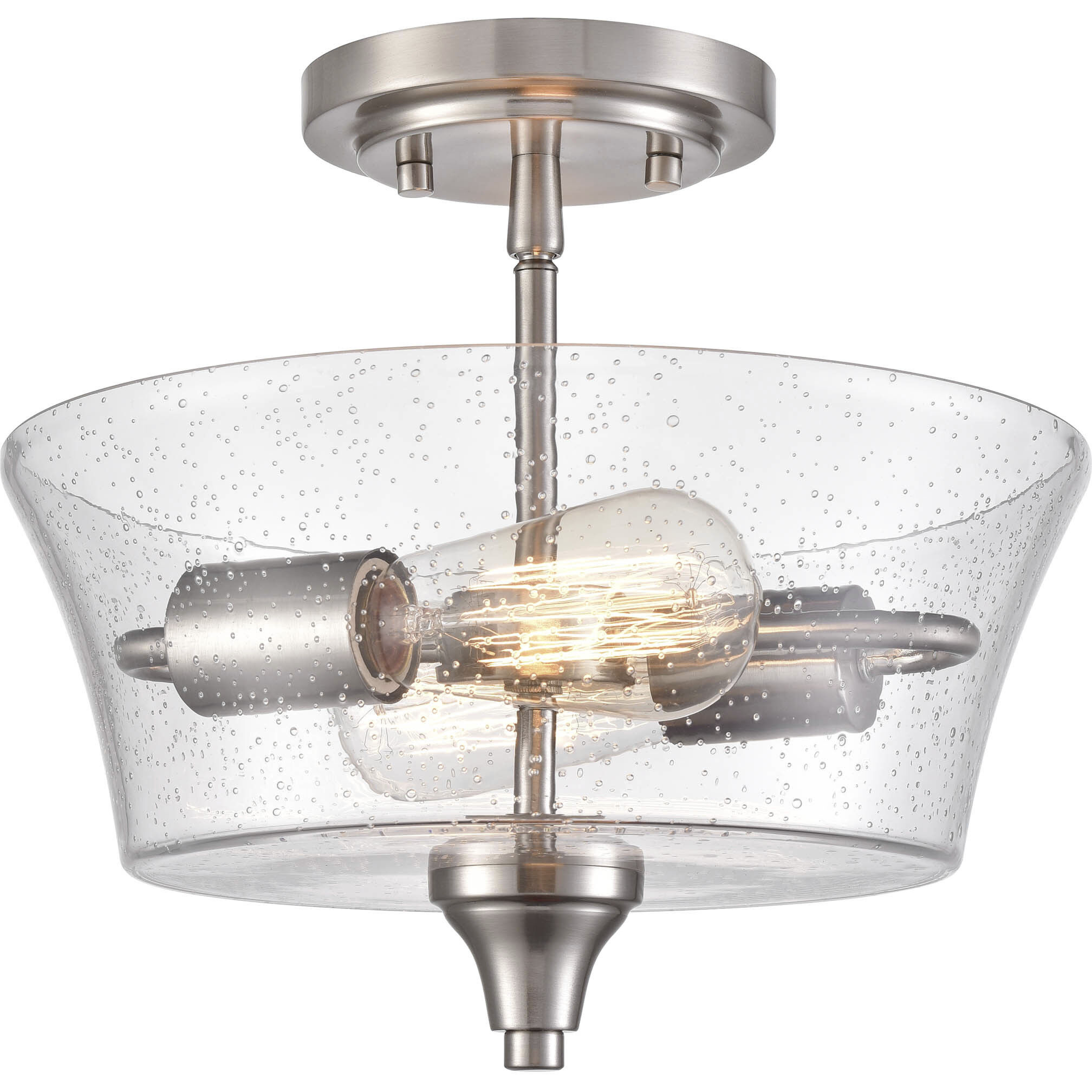 Caily 2 Light 11.75 inch Brushed Nickel Semi-Flush Mount Ceiling Light